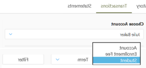 Transaction Account type filter